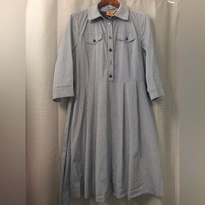 Tory Burch gingham navy shirt dress 14